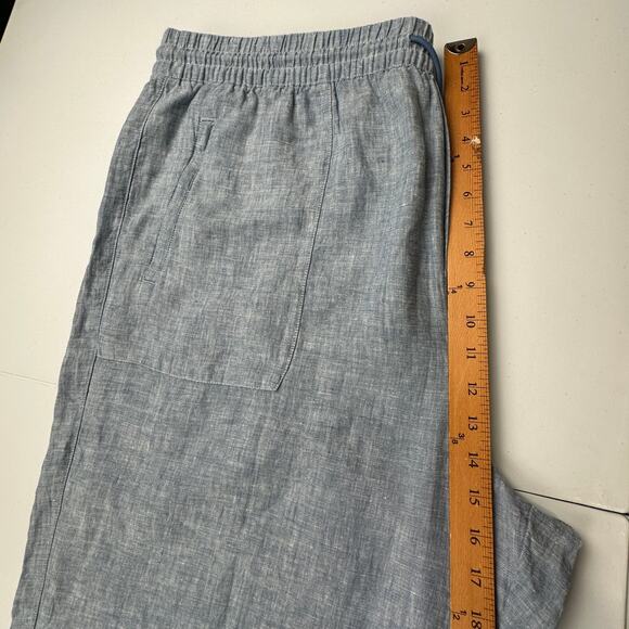 Athleta Pants Womens 22 Blue Retreat Linen Wide Leg Ankle Lagenlook Beach Resort - Picture 10 of 13